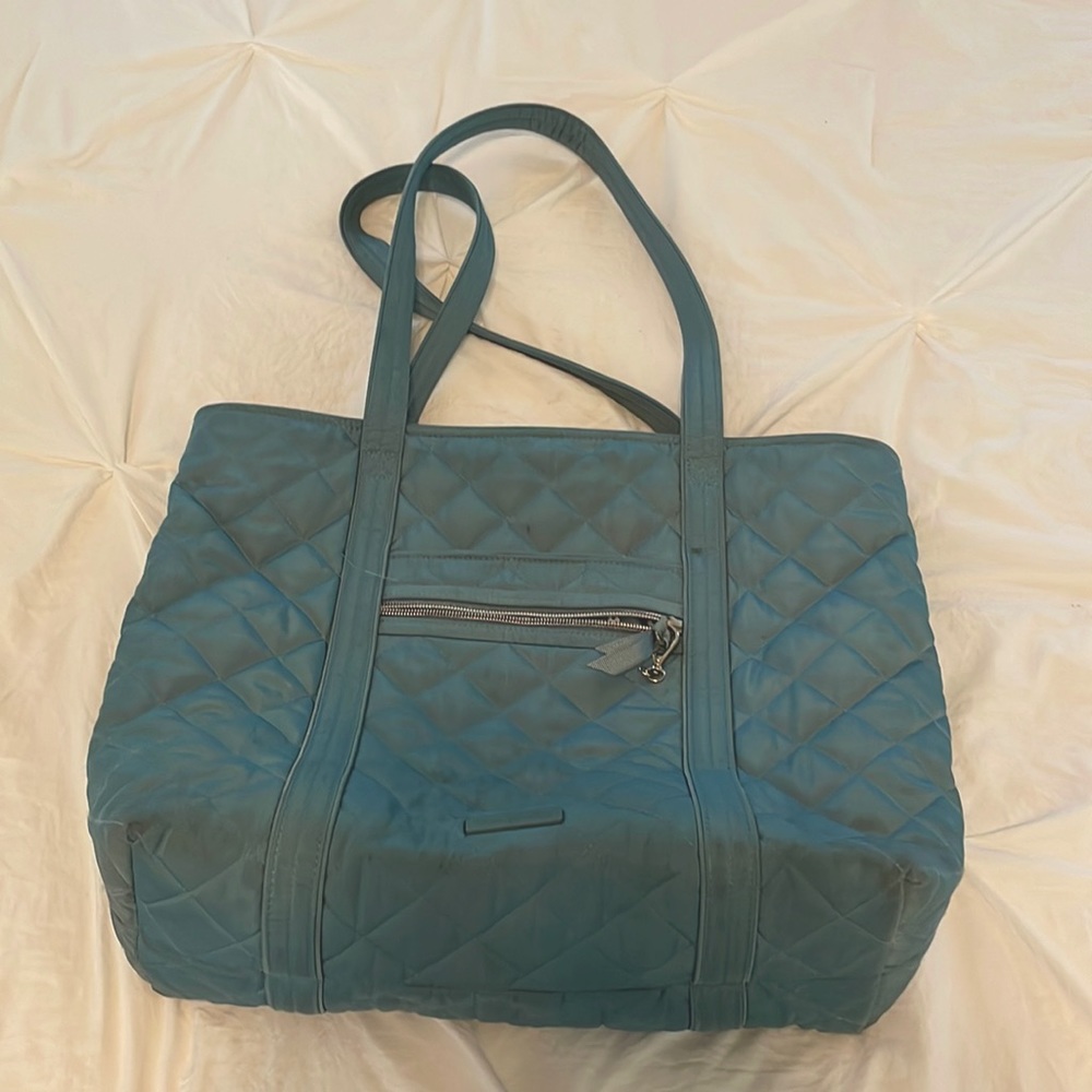 Light blue Vera Bradley tote bag in microfiber material